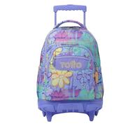 TOTTO - Mochila Escolar con Ruedas, Modelo Renglones, Capacidad 26,21 Litros, Bolsillo para PC 14", Bolsillo Botella, Correas en S para Mayor Comodidad, Resistente, Estampado Grafily