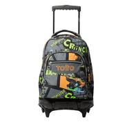 TOTTO - Mochila Escolar con Ruedas, Modelo Renglones, Capacidad 26,21 Litros, Bolsillo para PC 14", Bolsillo para Botella, Correas en S para Mayor Comodidad, Resistente, Estampado Truck 2 Negro