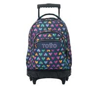 TOTTO - Mochila Escolar con Ruedas, Modelo Renglones, Capacidad 26,21 Litros, Bolsillo para PC 14", Bolsillo Botella, Correas en S para Mayor Comodidad, Resistente, Estampado Latty