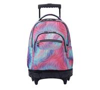 TOTTO - Mochila Escolar con Ruedas, Modelo Renglones, Capacidad 26,21 Litros, Bolsillo para PC 14", Bolsillo Botella, Correas en S para Mayor Comodidad, Resistente, Estampado Fritz Glitter