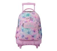 TOTTO - Mochila Escolar con Ruedas, Modelo Renglones, Capacidad 26,21 Litros, Bolsillo para PC 14", Bolsillo Botella, Correas en S para Mayor Comodidad, Resistente, Estampado Shiny Heart Glitter