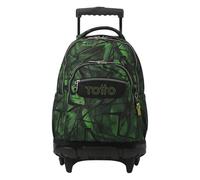 TOTTO - Mochila Escolar con Ruedas, Modelo Renglones, Capacidad 26,21 Litros, Bolsillo para PC 14", Bolsillo Botella, Correas en S para Mayor Comodidad, Resistente, Estampado Jhony Jungle