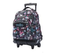 TOTTO - Mochila Escolar con Ruedas, Modelo Renglones, Capacidad 26,21 Litros, Bolsillo para PC 14" y Bolsillo para Botella, Correas en S para Mayor Comodidad, Resistente, Estampado Misato