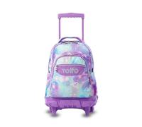 TOTTO - Mochila Escolar con Ruedas, Modelo Renglones, Capacidad 26,21 Litros, Bolsillo para PC 15,4", Bolsillo Botella, Correas en S para Mayor Comodidad, Resistente, Estampado Korina