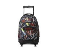 TOTTO - Mochila Escolar con Ruedas, Modelo Renglones, Capacidad 26,21 Litros, Bolsillo para PC 15,4", Bolsillo Botella, Correas en S para Mayor Comodidad, Resistente, Estampado Rally Red