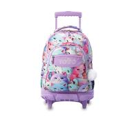 TOTTO - Mochila Escolar con Ruedas, Modelo Renglones, Capacidad 26,21 Litros, Bolsillo para PC 15,4", Bolsillo Botella, Correas en S para Mayor Comodidad, Resistente, Estampado Mewsy 3D