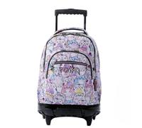 TOTTO - Mochila Escolar con Ruedas, Modelo Renglones Glitter, Capacidad 26,21 Litros, Bolsillo para PC 14", Bolsillo Botella, Correas en S para Mayor Comodidad, Resistente, Estampado Paws Rosa