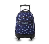 TOTTO - Mochila Escolar con Ruedas, Modelo Renglones Glitter, Capacidad 26,21 Litros, Bolsillo para PC 15,4", Bolsillo Botella, Correas en S para Mayor Comodidad, Resistente, Estampado Nacary