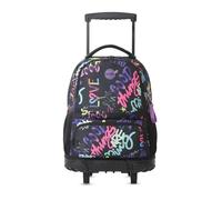 TOTTO - Mochila Escolar con Ruedas, Modelo SKL L, Capacidad 25 L, Mochila Grande, Bolsillo Botella, Bomper Protector, Asa de Mano, Manija Telescópica, Resistente y Cómoda, Estampado Letry