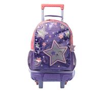 Totto Mochila escolar con ruedas Star Cat M – 14 L, 2 compart., 2 bolsillos para botella, morada