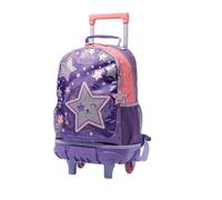 TOTTO - Mochila Escolar con Ruedas, Modelo Star Cat M, Mochila Mediana, Capacidad 14 L, 2 Compartimentos, 2 Bolsillos para Botella, Protección contra Impactos, Cómodas Correas Ajustables, Color Morado