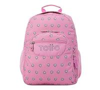 TOTTO - Mochila escolar Gommas - Funcionalidad y Diseño perfecto para la escuela - Corazones Rosa
