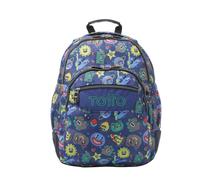 TOTTO - Mochila Escolar Grande, Modelo Rayol, Capacidad 19 L, 3 Compartimentos, 2 Bolsillos Botella, Bolsillo para PC 14", Espaldar Ergonómico con Flujo de Aire, Correas en S, Estampado Tello
