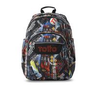 TOTTO - Mochila Escolar Grande, Modelo Rayol, Capacidad 19 L, 3 Compartimentos, 2 Bolsillos Botella, Bolsillo para PC 14", Espaldar Ergonómico con Flujo de Aire, Correas en S, Estampado Rally Red