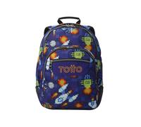 TOTTO - Mochila Escolar Grande, Modelo Rayol, Capacidad 19 L, 3 Compartimentos, 2 Bolsillos Botella, Bolsillo para PC 14", Espaldar Ergonómico con Flujo de Aire, Correas en S, Estampado Space Blue