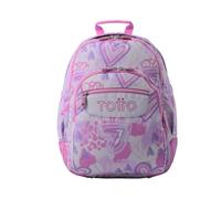 TOTTO - Mochila Escolar Grande, Modelo Rayol, Capacidad 19 L, 3 Compartimentos, 2 Bolsillos Botella, Bolsillo para PC 14", Espaldar Ergonómico con Flujo de Aire, Correas en S, Estampado Amalia