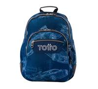 TOTTO - Mochila Escolar Grande, Modelo Rayol, Capacidad 19 L, 3 Compartimentos, 2 Bolsillos Botella, Bolsillo para PC 14", Espaldar Ergonómico con Flujo de Aire, Correas en S, Estampado Blueprint