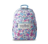 TOTTO - Mochila Escolar Grande, Modelo Rayol, Capacidad 19 L, 3 Compartimentos, 2 Bolsillos Botella, Bolsillo para PC 14", Espaldar Ergonómico con Flujo de Aire, Correas en S, Estampado Gommis