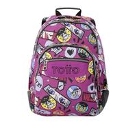 TOTTO - Mochila Escolar Grande, Modelo Rayol, Capacidad 19 L, 3 Compartimentos, 2 Bolsillos Botella, Bolsillo para PC 14", Espaldar Ergonómico con Flujo de Aire, Correas en S, Estampado Kitsune