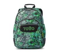 TOTTO - Mochila Escolar Grande, Modelo Rayol, Capacidad 19 L, 3 Compartimentos, 2 Bolsillos Botella, Bolsillo para PC 14", Espaldar Ergonómico con Flujo de Aire, Correas en S, Estampado Crew
