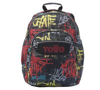 TOTTO - Mochila Escolar Grande, Modelo Rayol, Capacidad 19 L, 3 Compartimentos, 2 Bolsillos Botella, Bolsillo para PC 14", Espaldar Ergonómico con Flujo de Aire, Correas en S, Estampado Grafil
