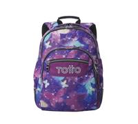 TOTTO - Mochila Escolar Grande, Modelo Rayol, Capacidad 19L, 3 Compartimentos, Bolsillos Botella, Bolsillo PC 14", Espaldar Ergonómico con Flujo de Aire, Correas en S, Estampado Star Butterfly Glitter