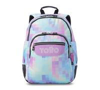 TOTTO - Mochila Escolar Grande, Modelo Rayol Glitter, Capacidad 19 L, 3 Compartimentos, 2 Bolsillos Botella, Bolsillo PC 14", Espaldar Ergonómico con Flujo de Aire, Correas en S, Estampado Pixelly