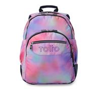 TOTTO - Mochila Escolar Grande, Modelo Rayol Glitter, Capacidad 19 L, 3 Compartimentos, 2 Bolsillos Botella, Bolsillo PC 14", Espaldar Ergonómico con Flujo de Aire, Correas en S, Estampado Bloom