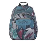 TOTTO - Mochila Escolar, Modelo Crayoles, Capacidad 20 L, Neceser Extraíble y Bolsa Calzado, Bolsillo para Botella, Espaldar Ergonómico con Flujo de Aire, Resistente, Estampado Rocas