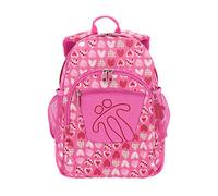 TOTTO - Mochila Escolar, Modelo Crayoles, Capacidad 20 L, Neceser Extraíble y Bolsa Calzado, Bolsillo para Botella, Espaldar Ergonómico con Flujo de Aire, Cómoda y Resistente, Estampado Corazones Rosa