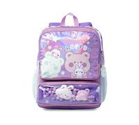 TOTTO - Mochila Escolar, Modelo Friends Party M, Mochila Mediana, Capacidad 18L, 2 Compartimentos Delanteros, Bolsillos Botella, Organizador Interno, Correas Acolchadas, Resistente, Estampado Morado