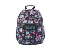 TOTTO - Mochila Escolar, Modelo Gommas, Mochila Mediana, Capacidad 15 L, Bolsillo para PC 14", Bolsillo Botella, Espaldar Ergonómico con Flujo de Aire, Cómodas Correas en S, Estampado Misato
