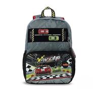 TOTTO - Mochila Escolar, Modelo Grand Prix M, Mochila Mediana, Capacidad 15L, Compartimento Delantero, Bolsillos Botella, Organizador Interno, Correas Acolchadas, Resistente, Estampado Gris