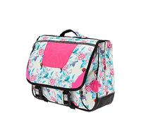 TOTTO - Mochila Escolar, Modelo Tijeras, Cartera Escolar, Capacidad 15 litros, 3 Compartimentos, Espaldar Ergonómico con Flujo de Aire, Correas en S para Mayor Comodidad, Estampado Blanco Flores