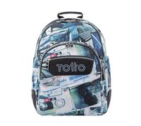 TOTTO Mochila escolar postales y casetes - Crayoles TAMAÑO ESTÁNDAR