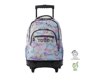 Totto Mochila escolar ruedas Renglones Glitter Material: Poliéster reciclado 32 x45.5 x 18 cm Mewsy 3D