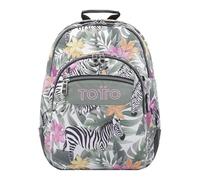 TOTTO Mochila escolar tropical cebras - Crayoles TAMAÑO ESTÁNDAR