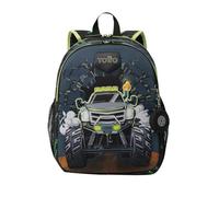 TOTTO - Mochila Infantil, Modelo Monster Race M, Mochila Mediana, Capacidad 12 L, 2 Compartimentos, 2 Bolsillos Botella, Organizador Interno, Correas Acolchadas, Resistente y Duradera, Color Negro