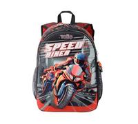 TOTTO - Mochila Infantil, Modelo Speed Biker M, Mochila Mediana, Capacidad 16 L, 2 Compartimentos, 2 Bolsillos para Botella, Organizador Interno, Correas Acolchadas, Resistente y Duradera, Color Rojo