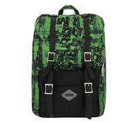 TOTTO - Mochila Juvenil, Modelo Badra, Capacidad 16 litros, Mochila para Ordenador Portátil de 15 Pulgadas, 2 Compartimentos, Bolsillo Principal Cierre Cordón Ajustable, Estampado Verde y Negro