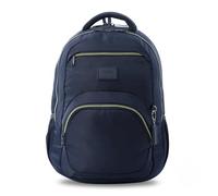 TOTTO - Mochila para Ordenador Portátil 14 Pulgadas, Modelo Tracer 4, Mochila Eco-Friendly, 3 Compartimentos, Cremallera con Argolla para Candado, 2 Bolsillos para Botella, Color Azul/Verde