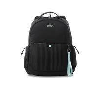 TOTTO - Mochila para Ordenador Portátil de 14 Pulgadas, Modelo Praga M, Capacidad 19L, Organizador con Portallave, Bolsillo Secreto, Bolsillo Botella, Pasador Sistema de Ruedas, Color Negro/Dusty Aqua