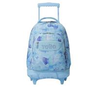 TOTTO - Mochila Escolar con Ruedas, Modelo Renglones, Capacidad 26,21 Litros, Bolsillo para PC 14", Bolsillo Botella, Correas en S para Mayor Comodidad, Resistente, Estampado Polar