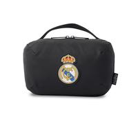 TOTTO - Organizador de Viaje Oficial del Real Madrid, 13 x 22 x 11 cm, Neceser de Gran Capacidad, con Fuelle Organizador de 3 Compartimentos y Gancho para Colgar, Fácil de Limpiar, Color Negro