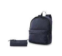 TOTTO - Pack Mochila y Estuche, Modelo Kalex, Estuche Redondo, Mochila para Ordenador Portátil 14 Pulgadas, 2 Bolsillos, Organizador Interno con Llavero Extraíble, Correas en S, Color Salute