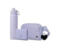 TOTTO - Pack Regalo Mujer Riñonera Urbana + Botella de Agua Térmica 750 ml + Cartera RFID + Llavero Pompón Negro con Forma de Corazón, Set Completo de Accesorios Prácticos para el Día a Día