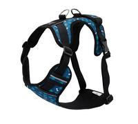 TOTTO - Pechera para Perro, Modelo Heikul, Talla L, Arnés Perro Pequeño, Ajustable, Detalles Reflectivos, Argolla para Correa y Manija, Fácil de Colocar, Ligero, Estampado Huesitos Azul y Verde