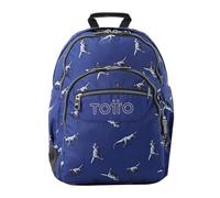 TOTTO - Mochila Escolar Grande, Modelo Rayol, Capacidad 19 L, 3 Compartimentos, 2 Bolsillos Botella, Bolsillo para PC 14", Espaldar Ergonómico con Flujo de Aire, Correas en S, Estampado Dinosaurs Blue