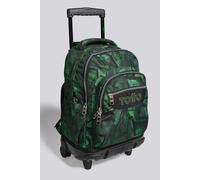 TOTTO - Mochila Escolar con Ruedas, Modelo Renglones, Capacidad 26,21 Litros, Bolsillo para PC 14", Bolsillo Botella, Correas en S para Mayor Comodidad, Resistente, Estampado Jhony Jungle