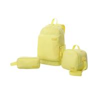 TOTTO - Set Mochila con Estuche + Bolsa Térmica Porta Alimentos, Modelo Yuno, Mochila con Bolsillo Pc 14", Estuche Compacto, Portameriendas Fácil Limpiar, para Escuela o Trabajo, Color Yellow Iris